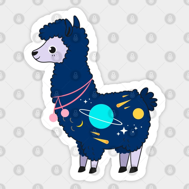 Kawaii Galaxy Alpaca Sticker by IstoriaDesign